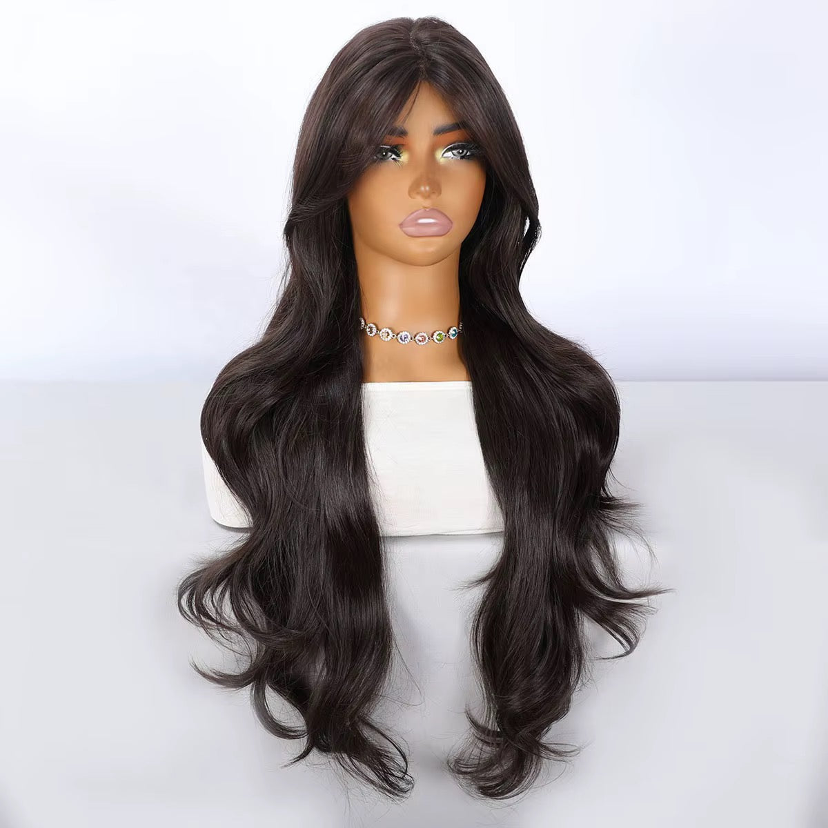 Posh Trio Beauty 28” Espresso Brown 13x4 Lace Frontal Wig | Layered Body Wave