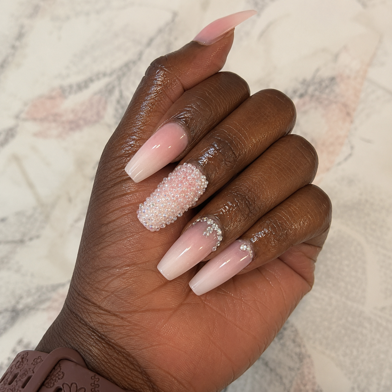 Posh Trio Classic Soft Pink Ombre Pearl Press-On Nails