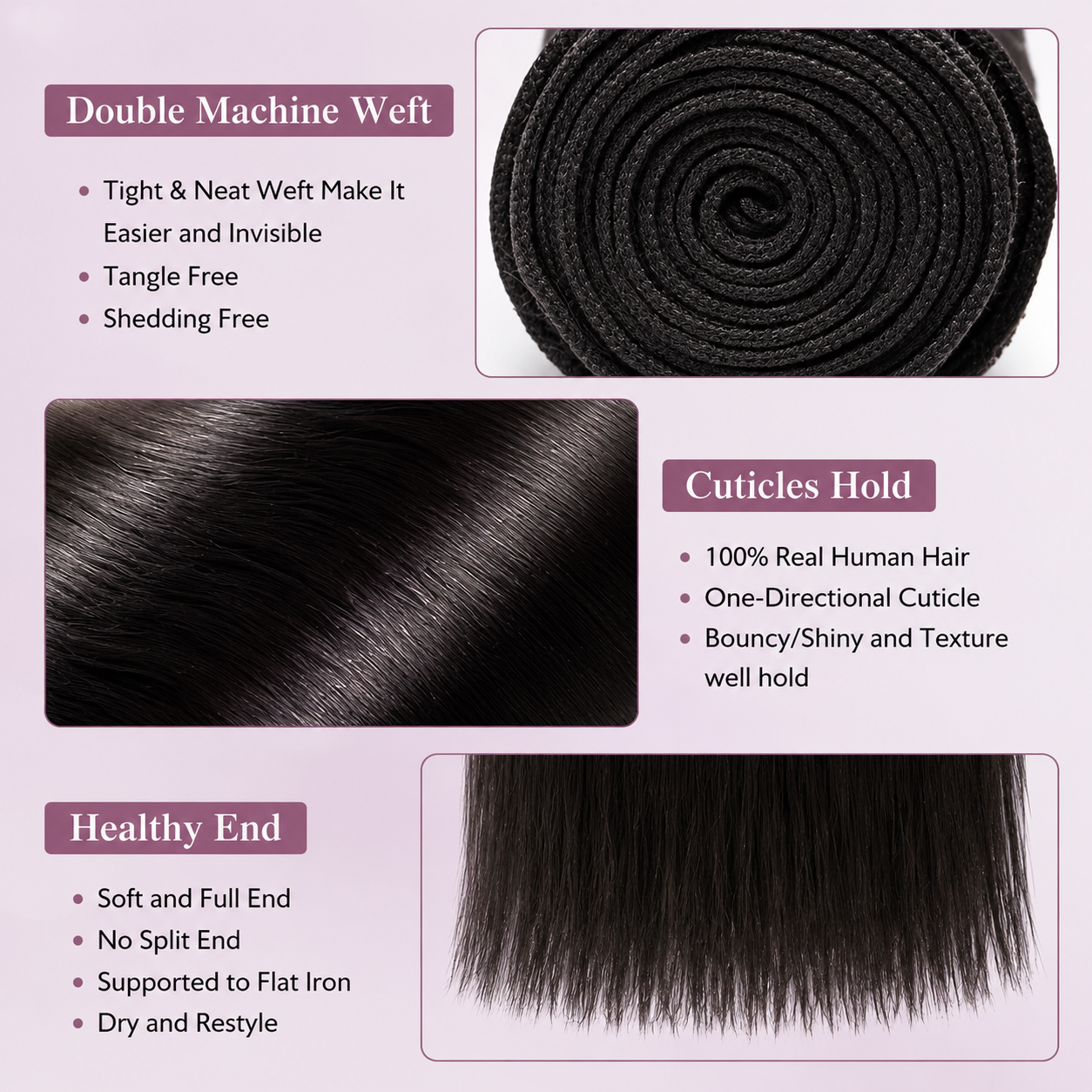 Posh Trio Straight Human Hair Bundles