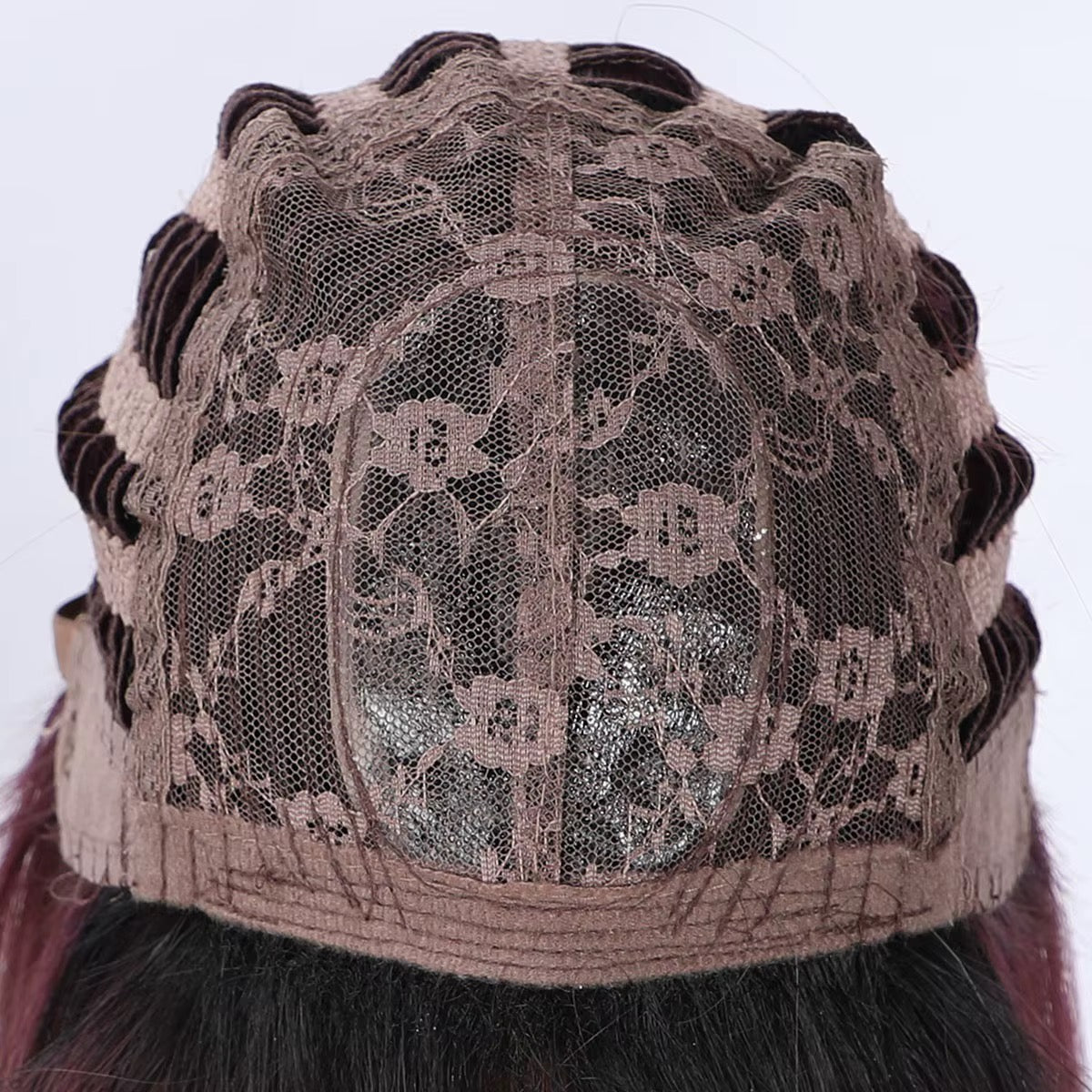 Merlot | 18” Burgundy Layered Wig with Curtain Bangs