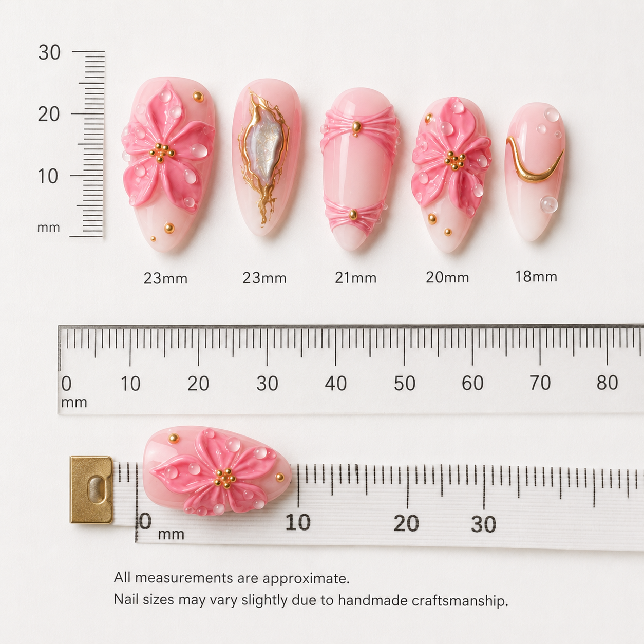 Posh Trio Sakura Pink Medium Almond Shaped Press-On Nail Set
