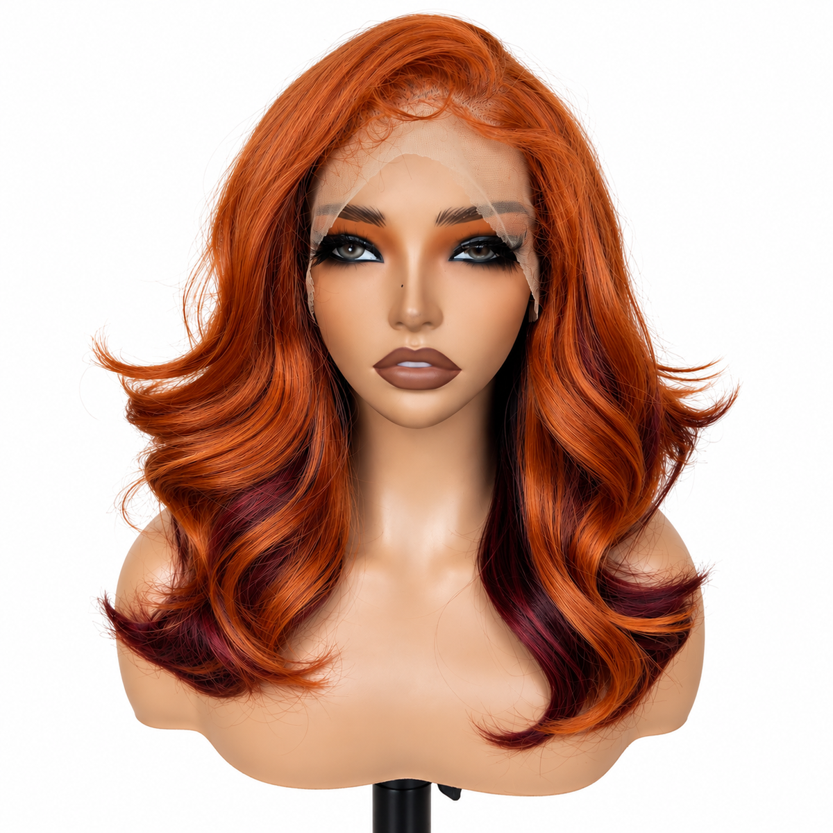 Posh Trio 20” Copper & Burgundy Glueless Lace Wig | 13x4