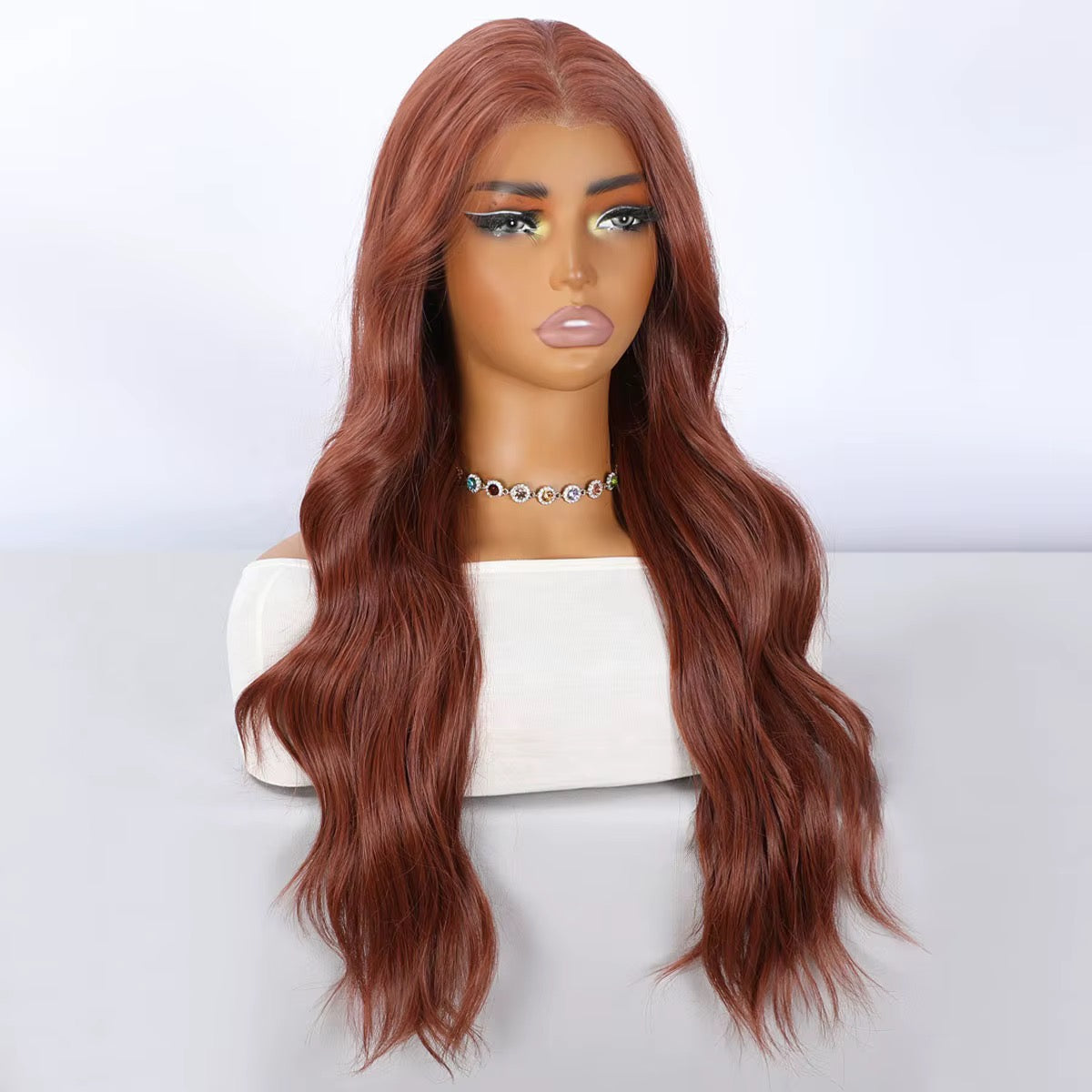 Auburn | 26” Copper Wavy Synthetic Lace Front Wig