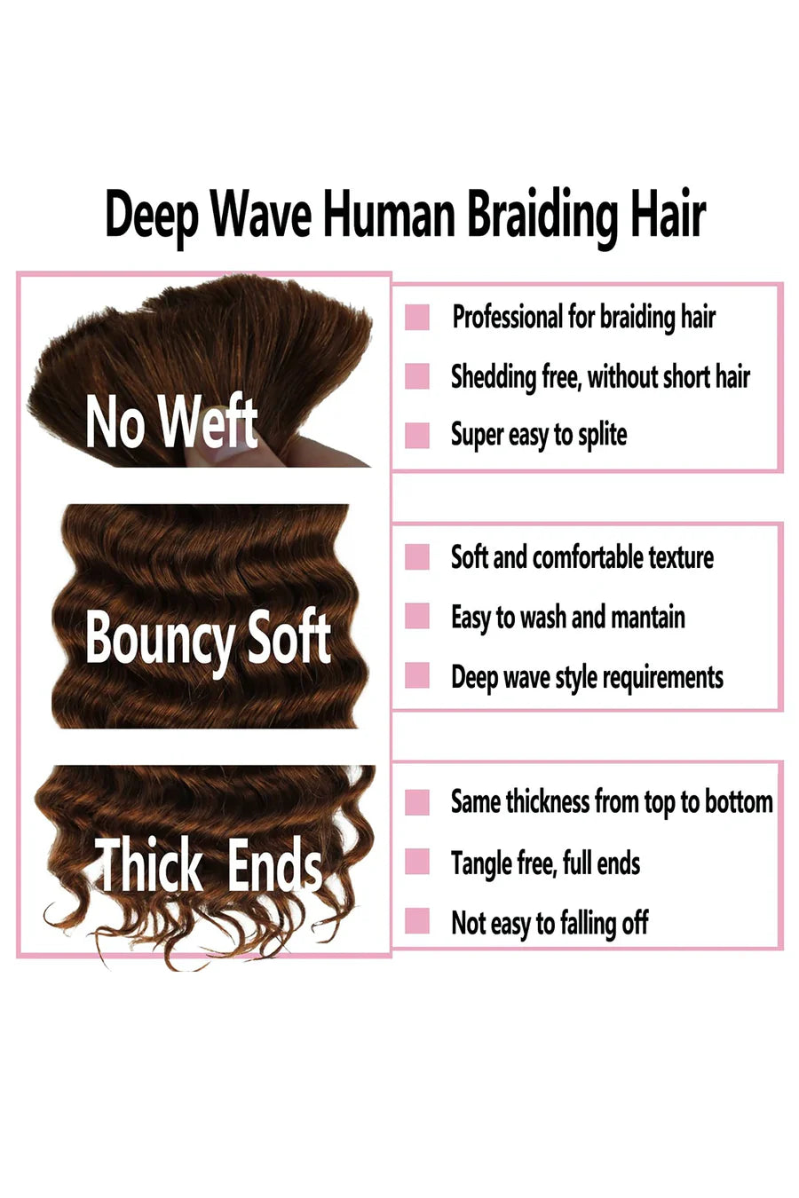 Posh Trio Bulk Boho Human Braiding Hair | Dark Brown #4 Body Wave