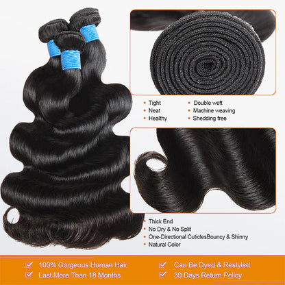 Virgin Body Wavy Hair – Natural Black (#1B)