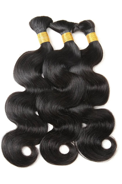 Posh Trio Bulk Boho Human Braiding Hair | Natural Black #1B Body Wave