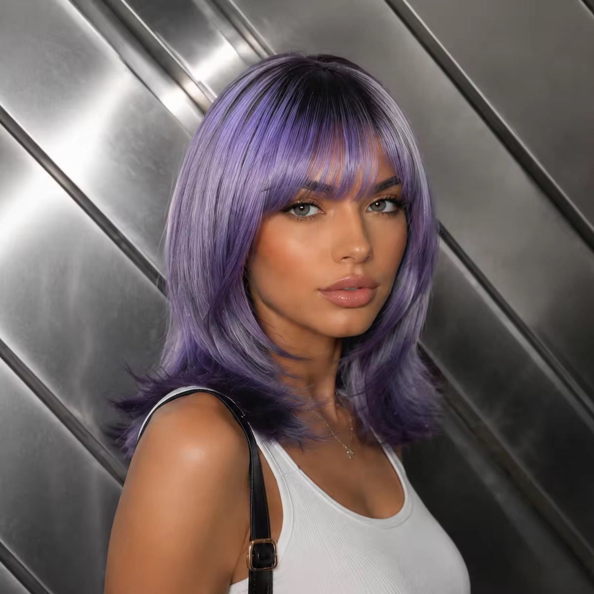 Posh Trio Lavender Purple Bob Synthetic Wig | 14” Heat-Resistant Fiber Wig