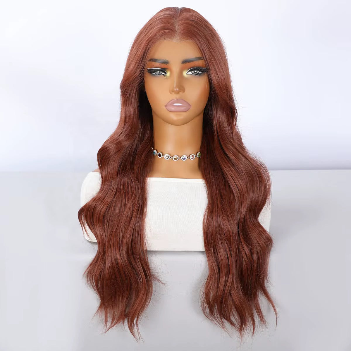 Auburn | 26” Copper Wavy Synthetic Lace Front Wig