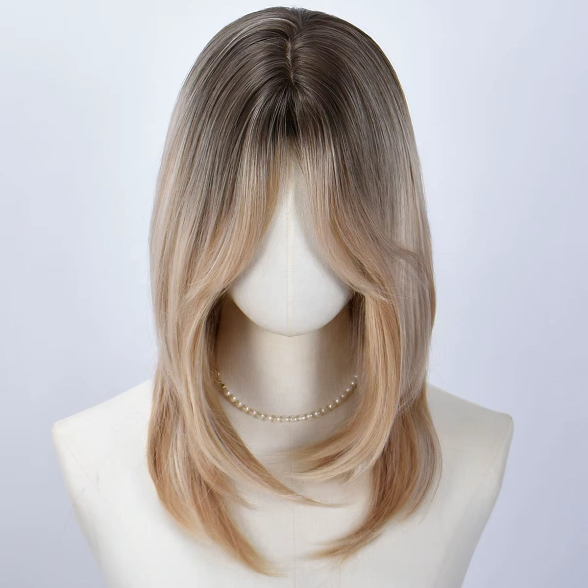 Posh Trio Beauty Layered Blonde Ombré Synthetic Wig | Dark Root Face-Framing Style