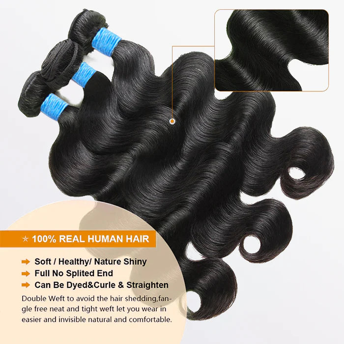 Virgin Body Wavy Hair – Natural Black (#1B)