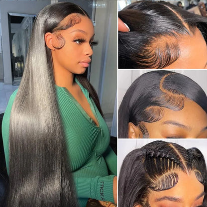 13x6 HD Lace Front Straight Virgin Hair Wig With Pre Bleached and Plucked Knots - Natural Black