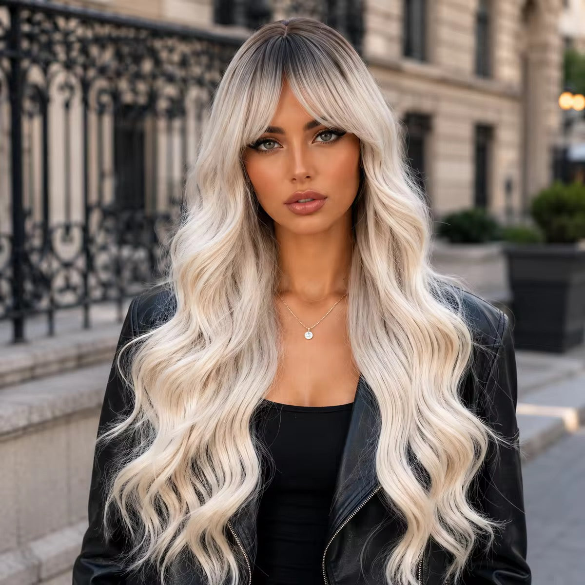 Posh Trio Platinum Blonde Body Wave Bang Wig | 26” Heat-Resistant Synthetic Wig