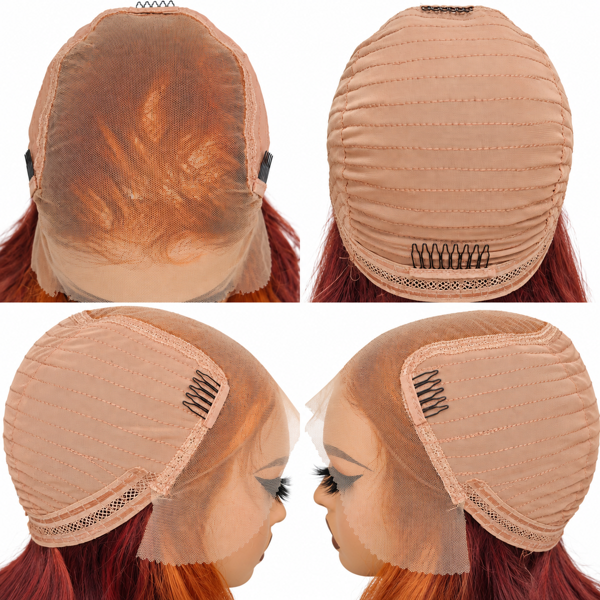 Posh Trio 20” Copper & Burgundy Glueless Lace Wig | 13x4