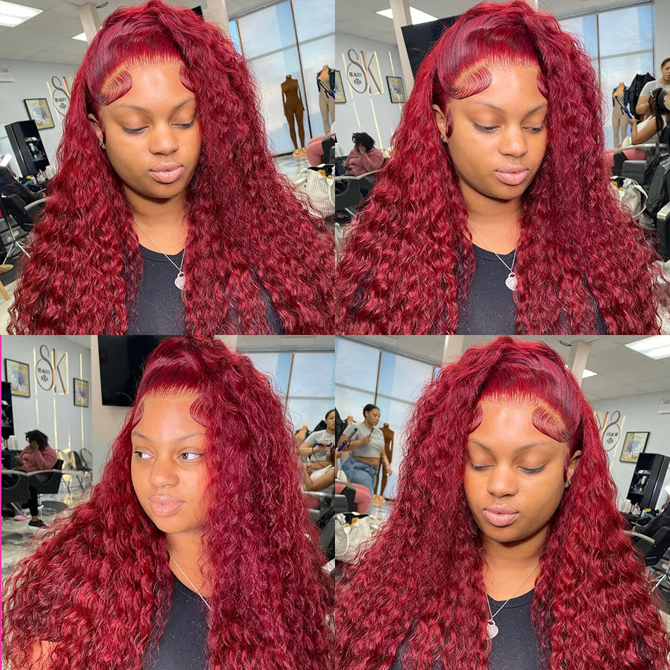 99J Burgundy Deep Wave | 13x4 HD Lace Front | 180% Density