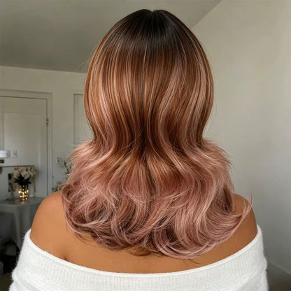 Posh Trio Rose Gold Bob Bang Wig | 12” Heat-Resistant Synthetic Wig