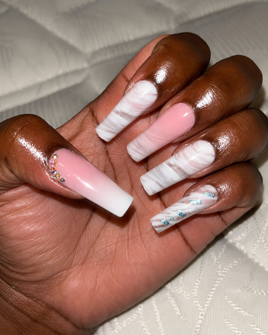 Posh Trio Pink Marble Floral Ombre Press-On Nails