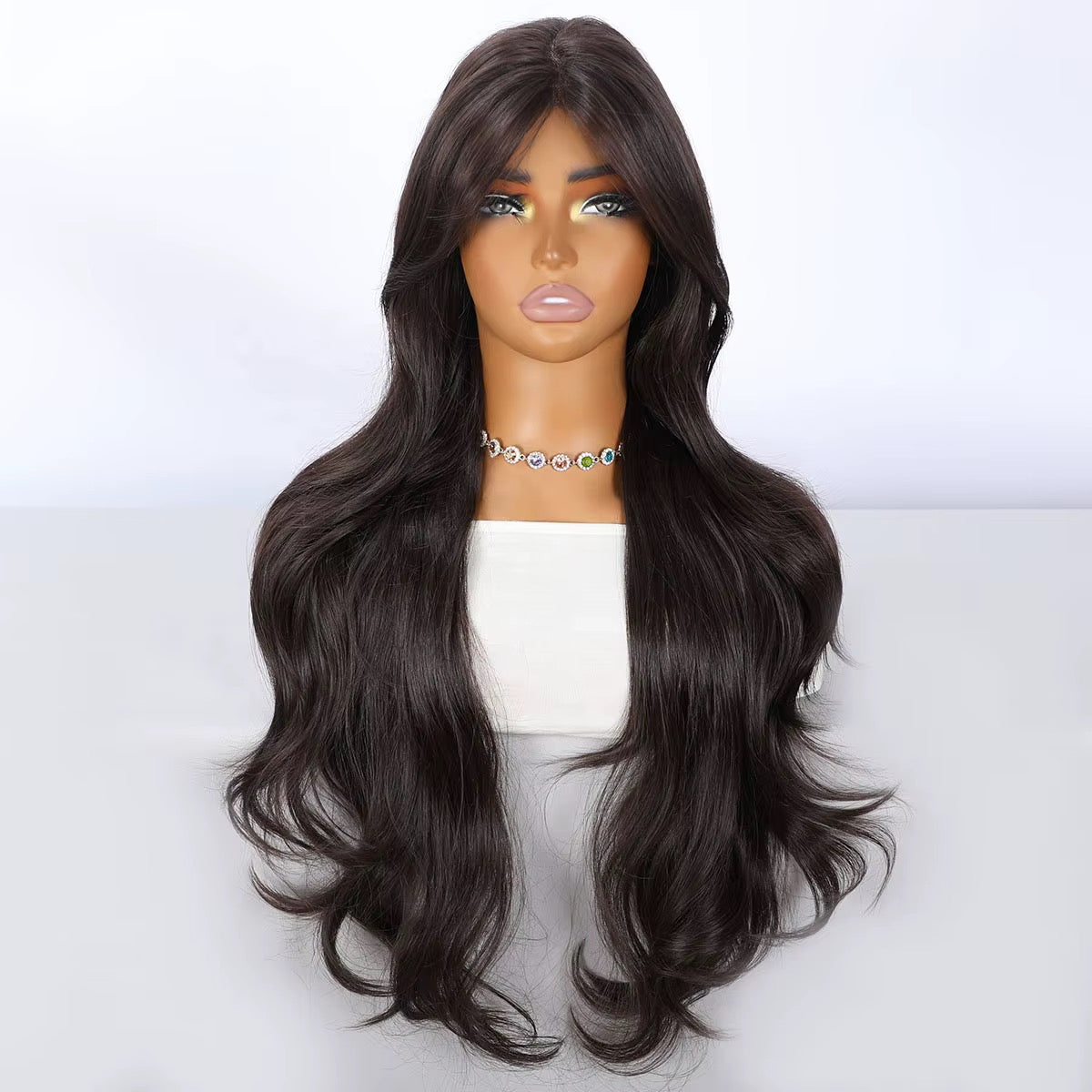 Posh Trio Beauty 28” Espresso Brown 13x4 Lace Frontal Wig | Layered Body Wave