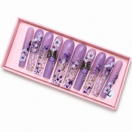Posh Trio Premium Lavender Butterfly Bloom Press-On Nails