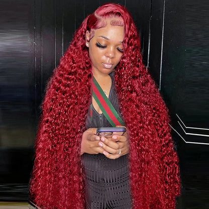 99J Burgundy Deep Wave | 13x4 HD Lace Front | 180% Density