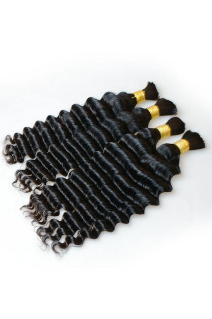 Posh Trio Bulk Boho Human Braiding Hair | Natural Black #1B Deep Wave
