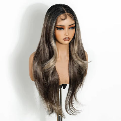 Samira | Brown Highlight Synthetic Lace Front Wig