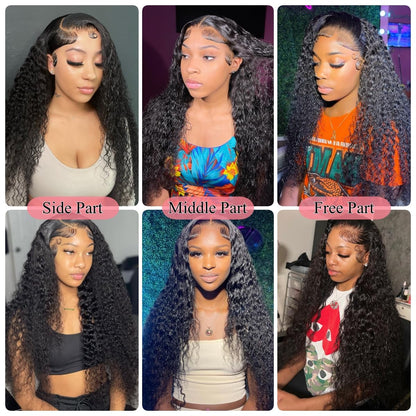 13x6 HD Lace Front Deep Wave Virgin Hair Wig With Pre Bleached and Plucked Knots - Natural Black