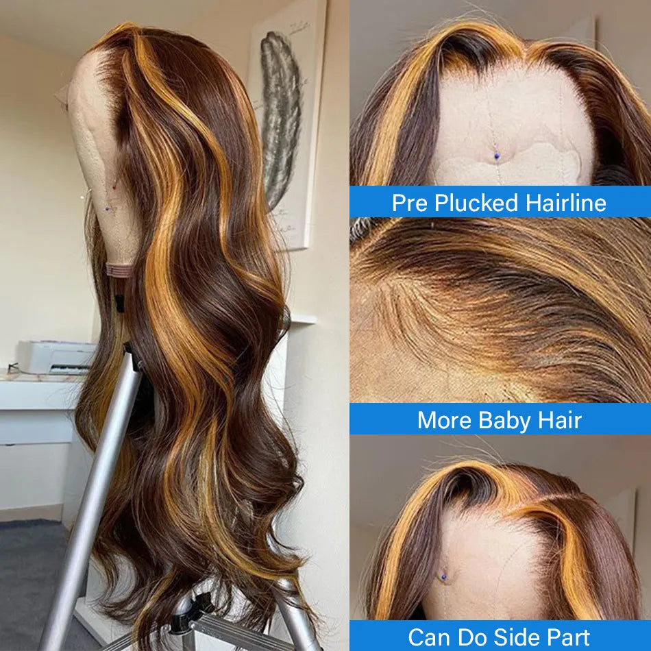 Ombre Honey Blonde | 13x4 HD Lace Frontal – 180% Density | Body Wave