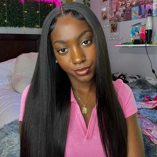 Straight 13x4 HD Lace Front Wig – Pre-Cut & Glueless 100% 12A Human Hair