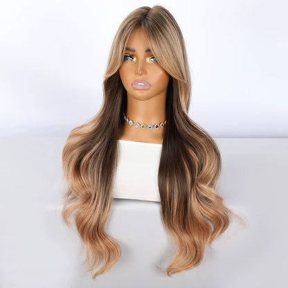 Posh Trio Beauty Golden Blonde Highlight 26” Synthetic Wig | Long Layered Wave