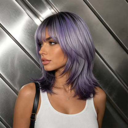 Posh Trio Lavender Purple Bob Synthetic Wig | 14” Heat-Resistant Fiber Wig