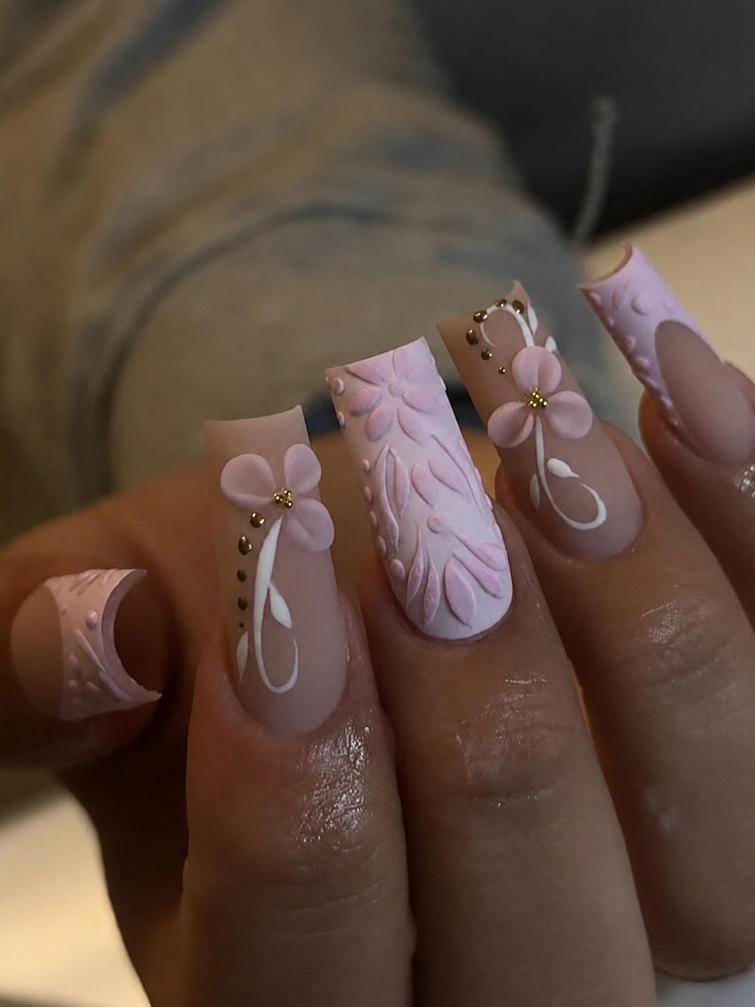 Posh Trio Pink Floral Matte Press-On Nails