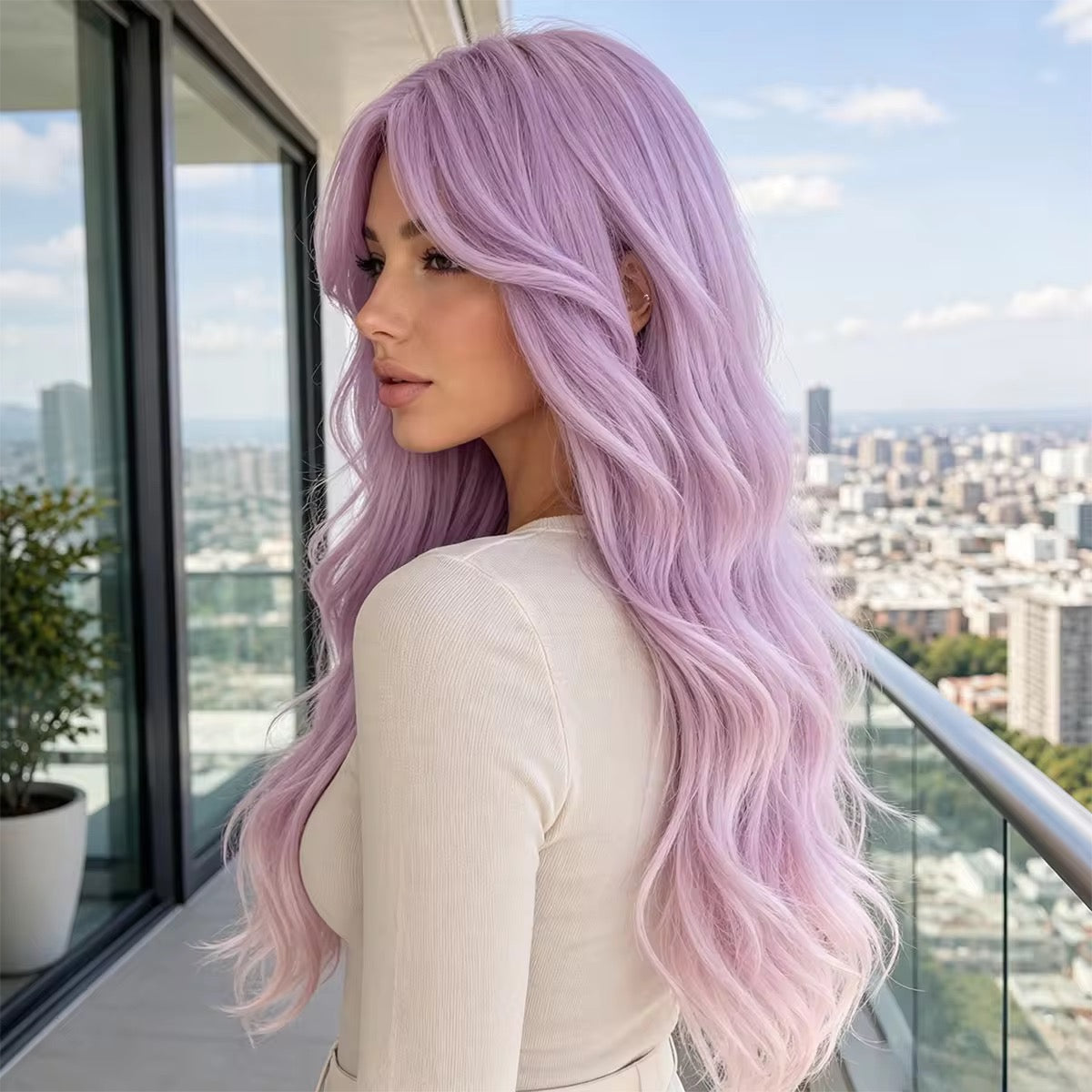 Posh Trio Lavender Body Wave Synthetic Wig | 24” Heat-Resistant Wig