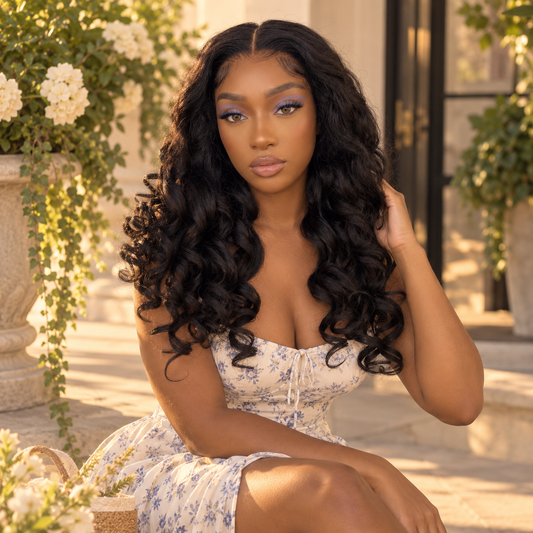Posh Trio 20” Black Curly Human Hair Glueless Lace Front Wig | 13x4