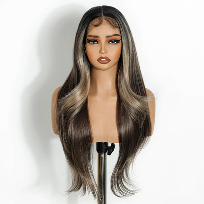 Samira | Brown Highlight Synthetic Lace Front Wig