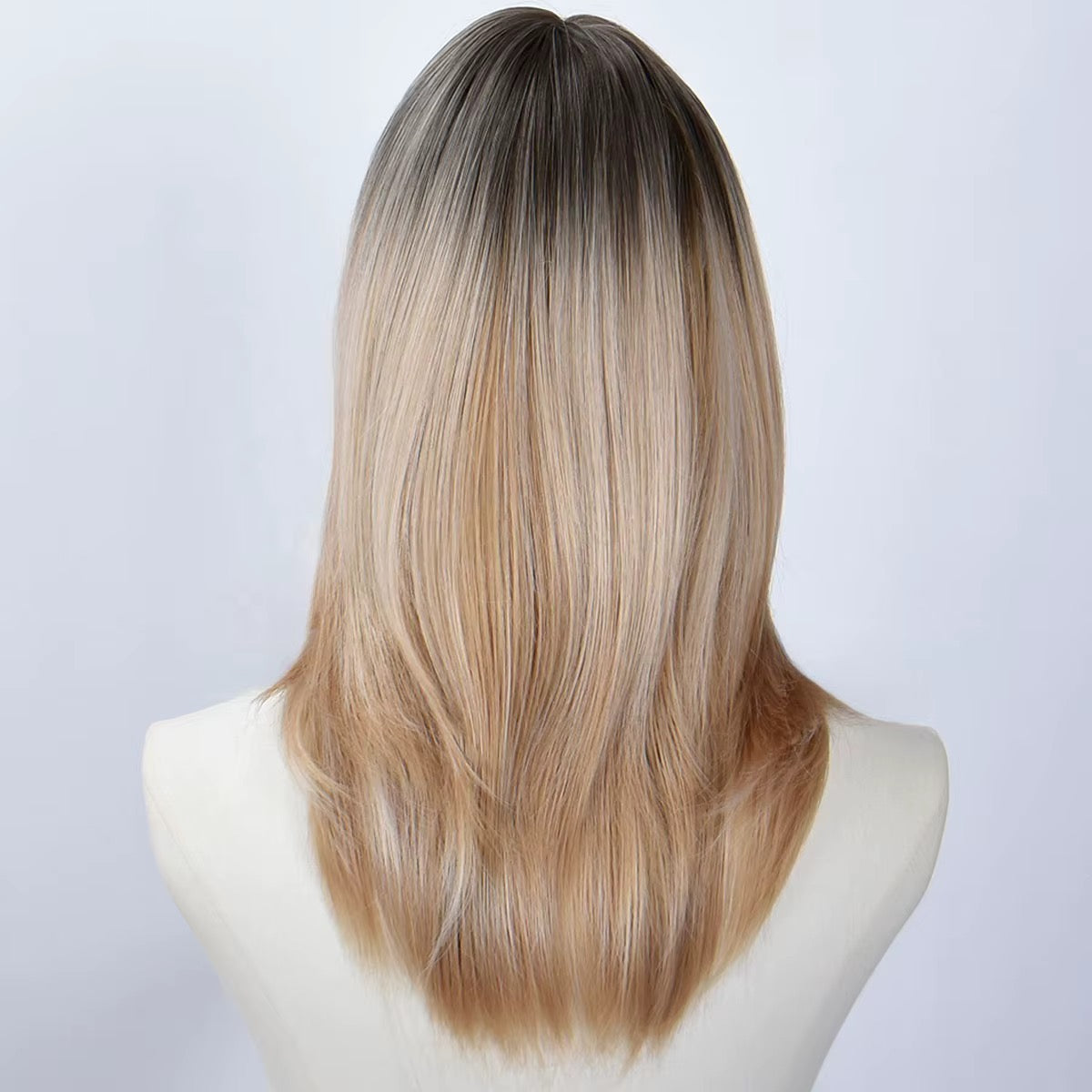 Posh Trio Beauty Layered Blonde Ombré Synthetic Wig | Dark Root Face-Framing Style