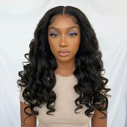 Posh Trio 20” Black Curly Human Hair Blend Glueless Lace Front Wig | 13x4