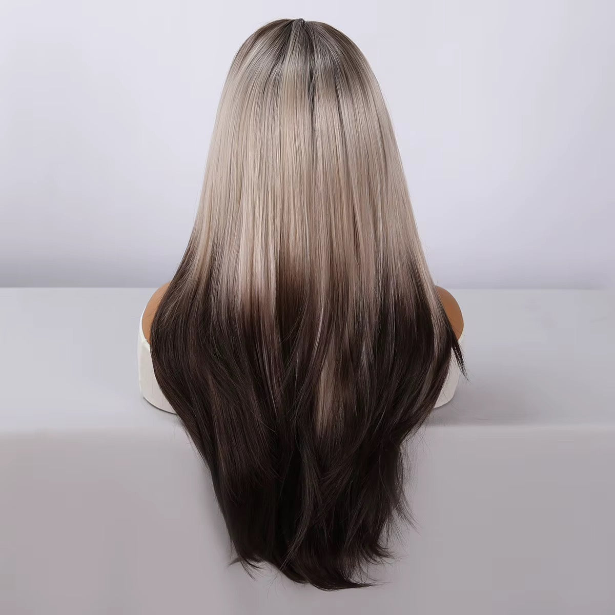 Posh Trio Beauty Ash Blonde & Espresso Ombré Lace Front Wig | 24” Synthetic