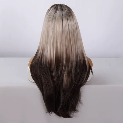 Posh Trio Beauty Ash Blonde & Espresso Ombré Lace Front Wig | 24” Synthetic