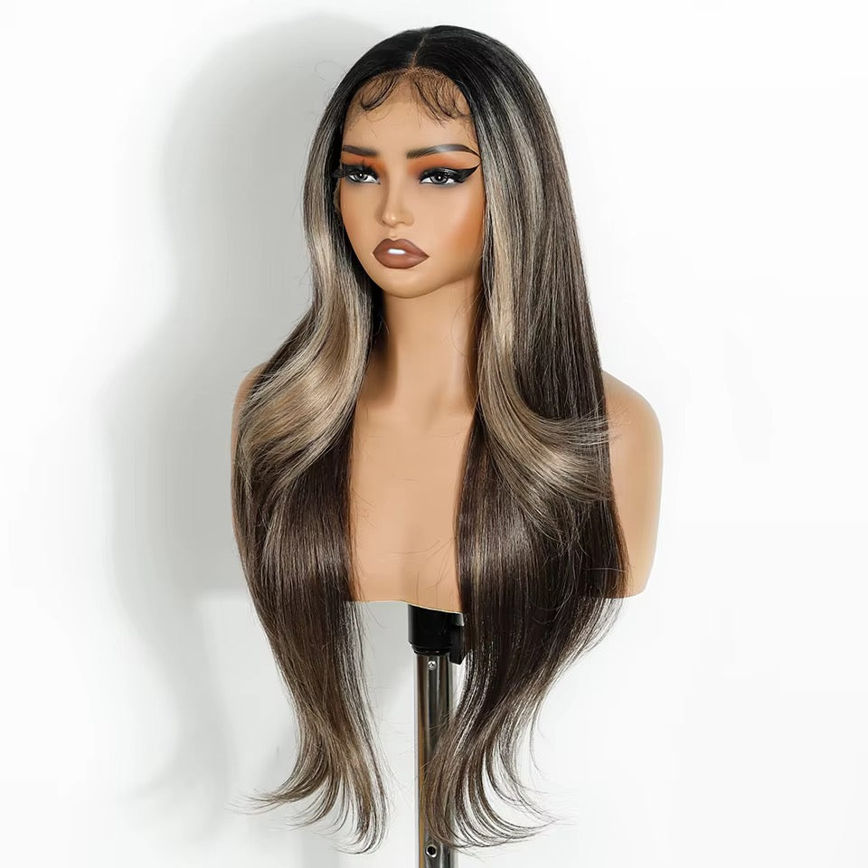 Samira | Brown Highlight Synthetic Lace Front Wig