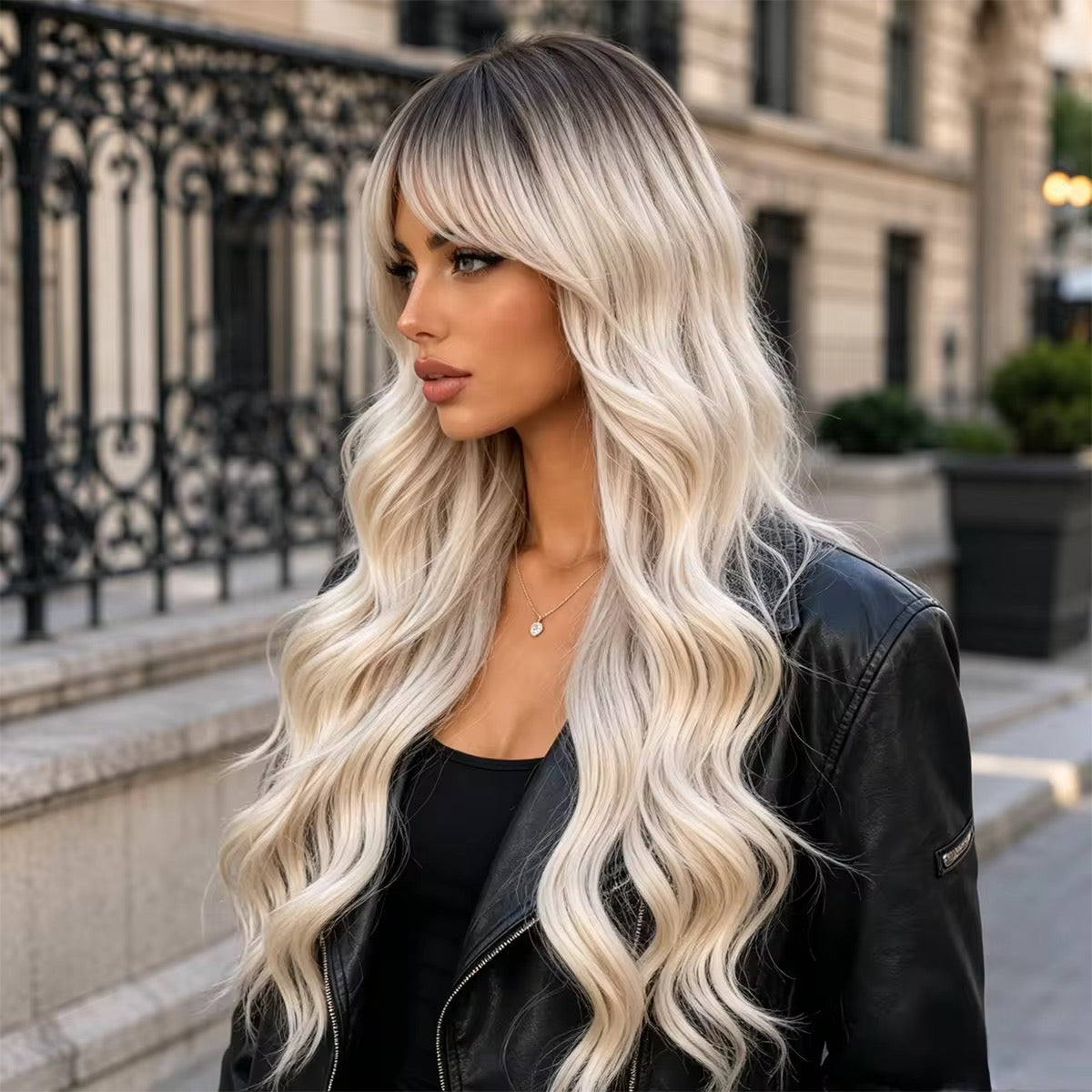 Posh Trio Platinum Blonde Body Wave Bang Wig | 26” Heat-Resistant Synthetic Wig