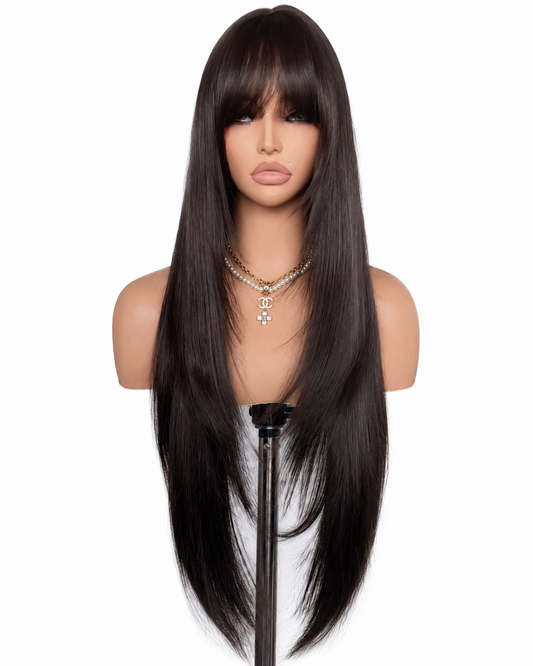 The Naomi Wig | Natural Black Straight Bang Ready-to-Wear Glueless Wig