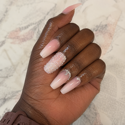 Posh Trio Soft Pink Ombre Pearl Press-On Nails