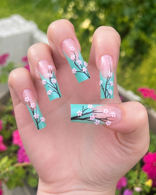 Posh Trio Classic Pastel Mint Blossom Press-On Nails