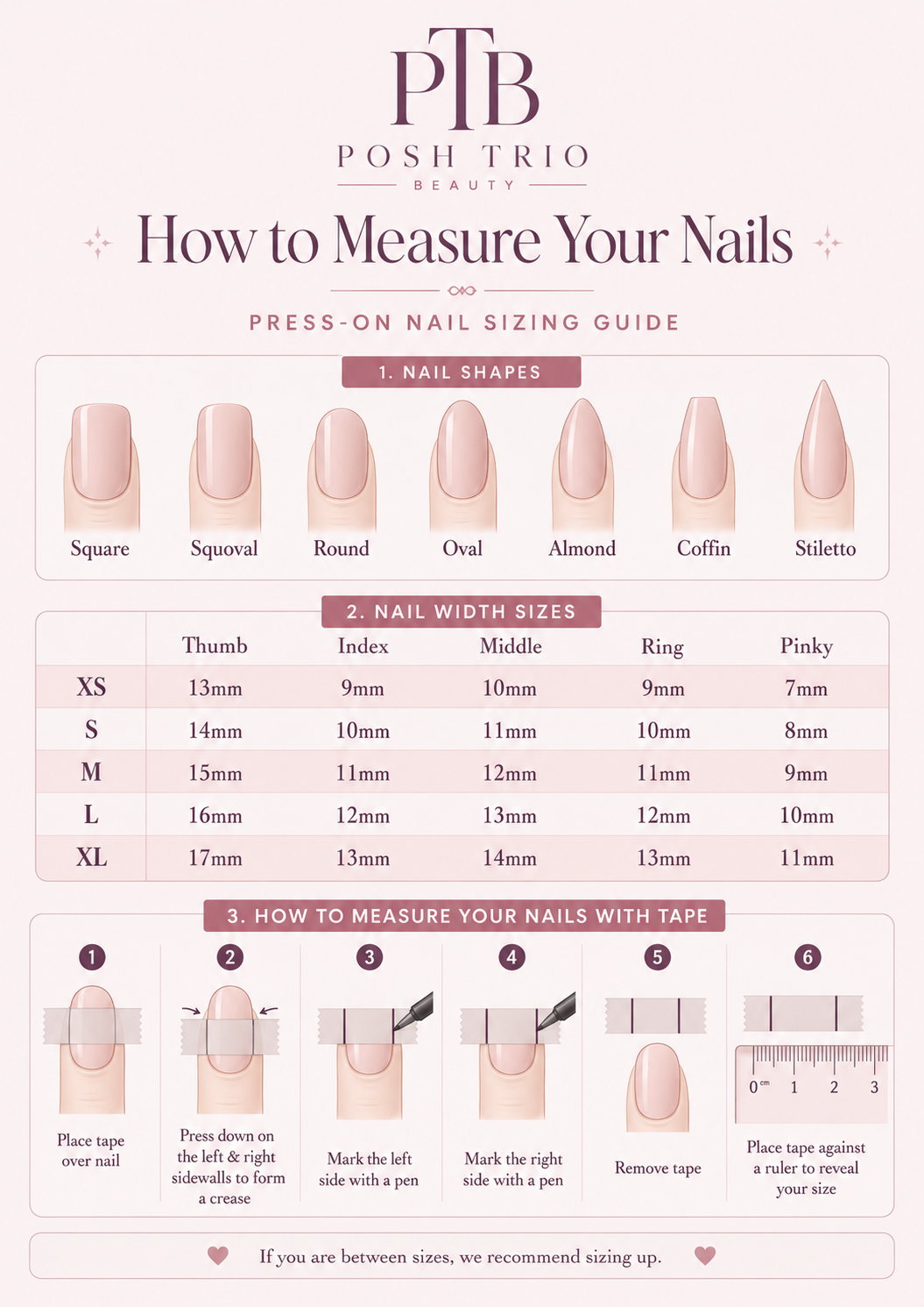 Posh Trio Premium Pink & Blue Crystal Heart Press-On Nails