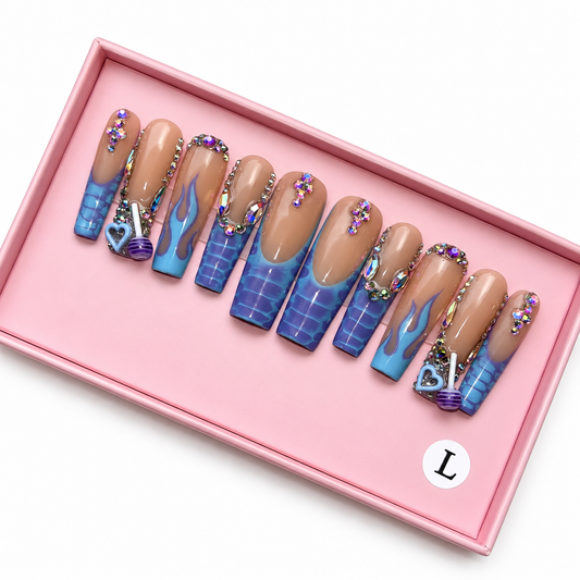 Posh Trio Premium Purple Butterfly 3D Rhinestone Press-On Nails