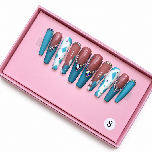 Posh Trio Premium Teal Mirage Rhinestone Press-On Nails