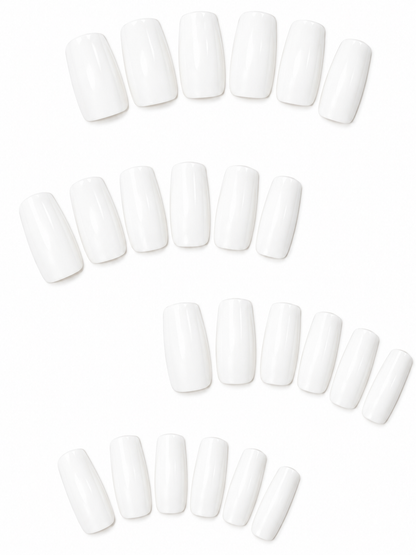 Milky White Long Square Press-On Nails