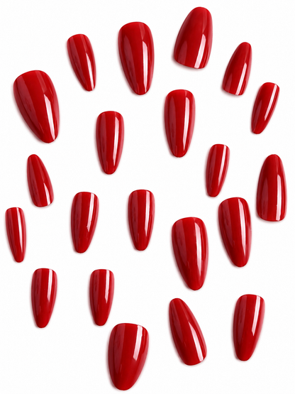 Classic Red Almond Press-On Nails