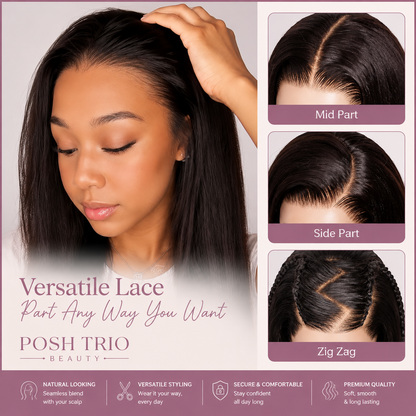 Posh Trio 220% Density 99J Body Wave Human Hair Glueless Lace Frontal Wig | 5x5 or 13x4
