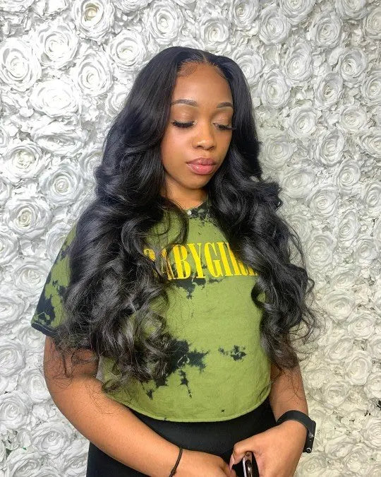Posh Trio Dream Wave Body Wave 220% Density Glueless Lace Frontal Human Hair Wig | 5x5 or 13x4 | Natural Black